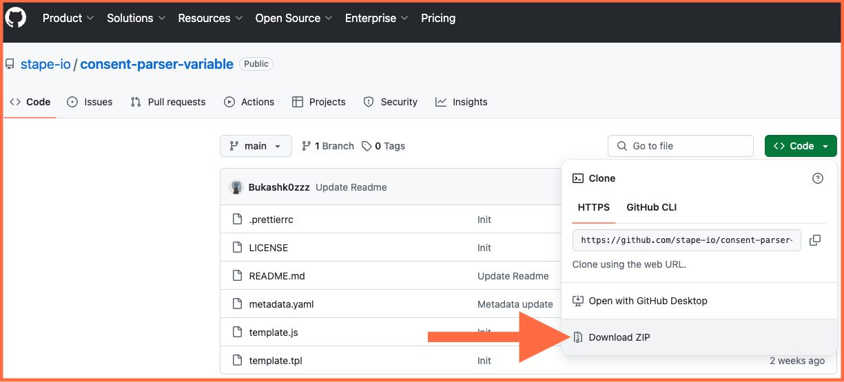 Consent Parser variable&nbsp;from GitHub