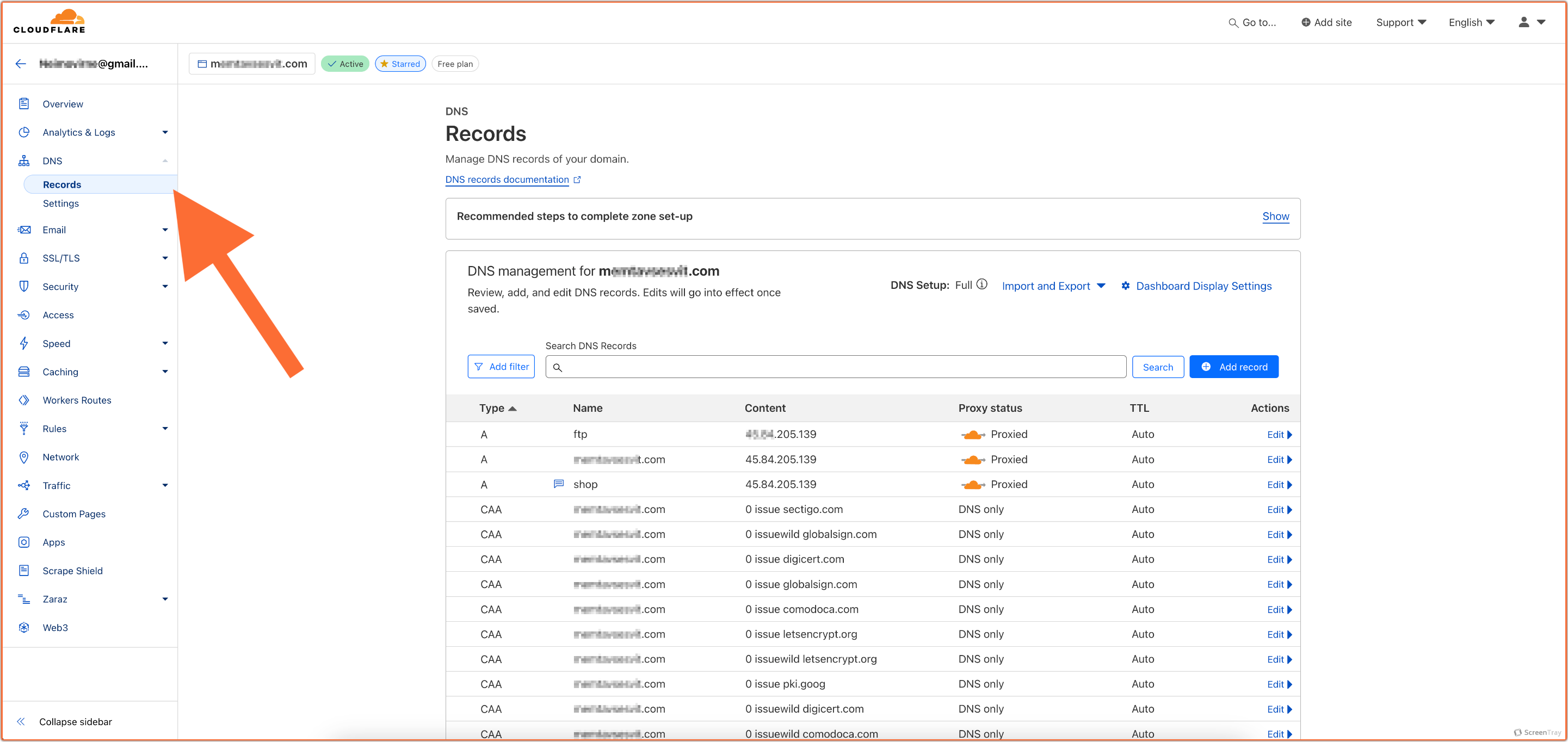 Add record in cloudflare