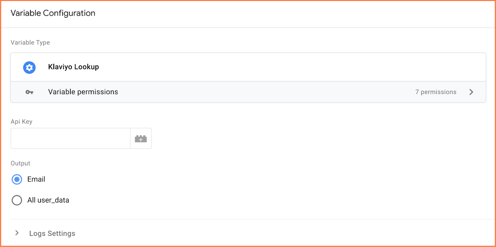 klaviyo lookup variable configuration