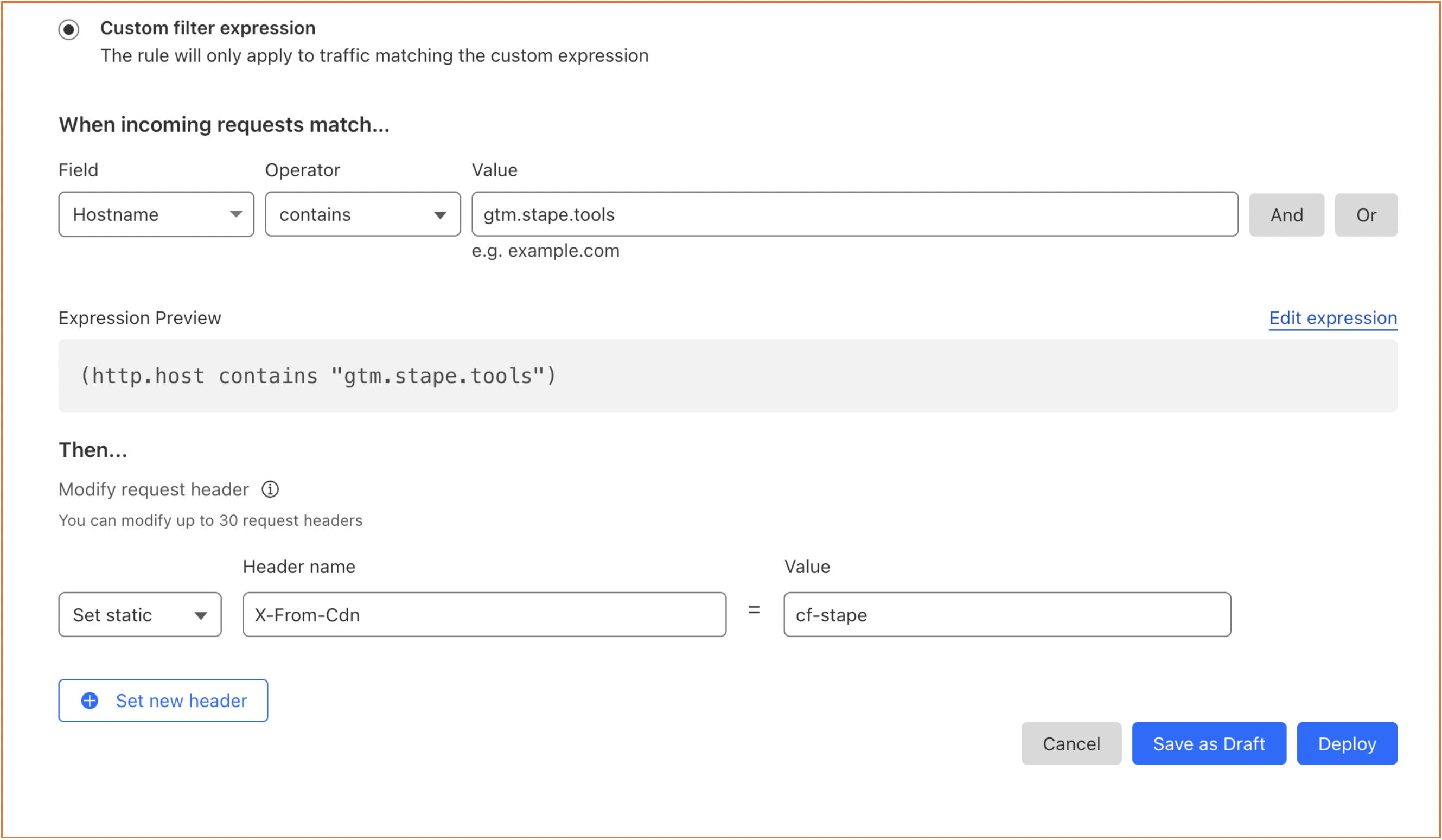 Custom filer expression