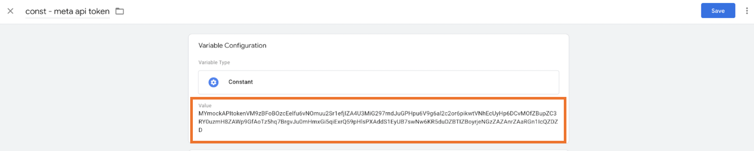 Meta API token example