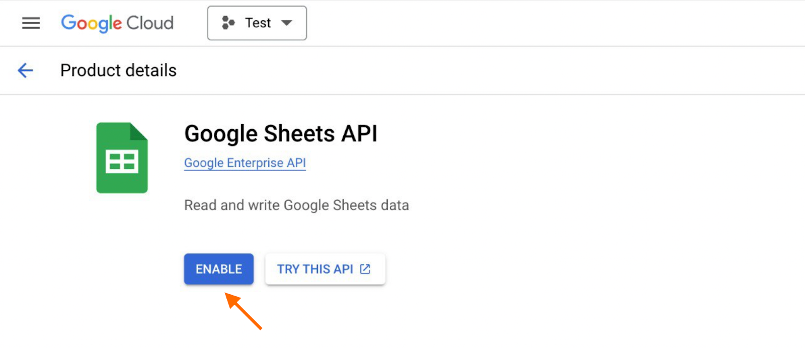 Enable Google Sheets API