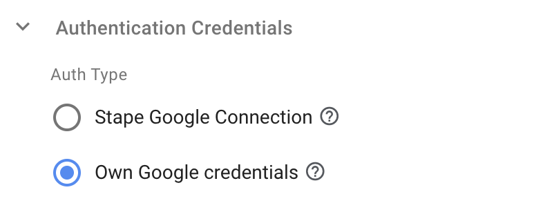 Own Google credentials