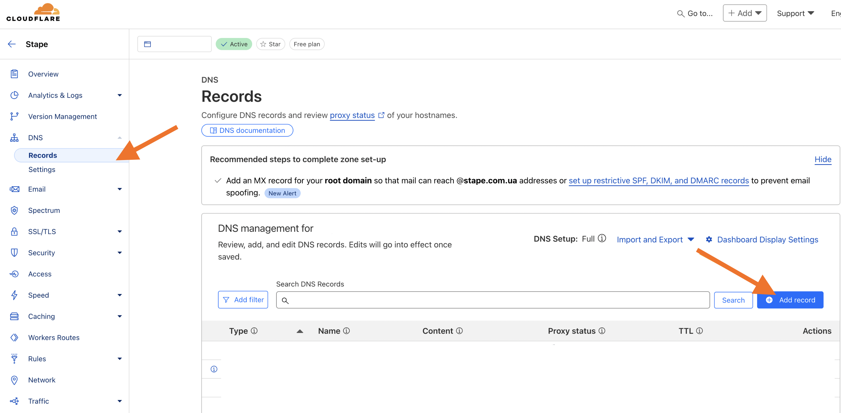 add DNS record in Cloudflare