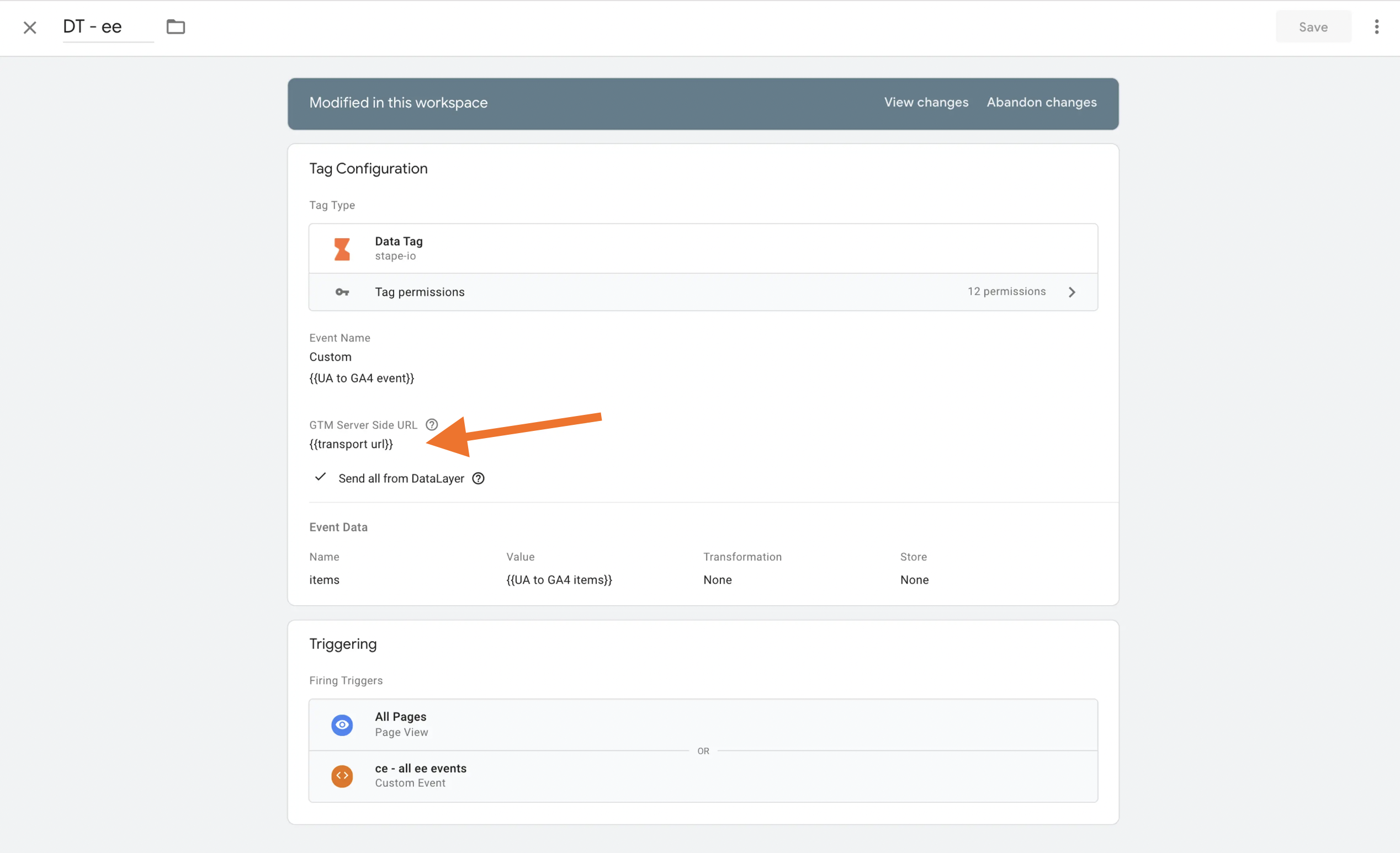 data tag configuration