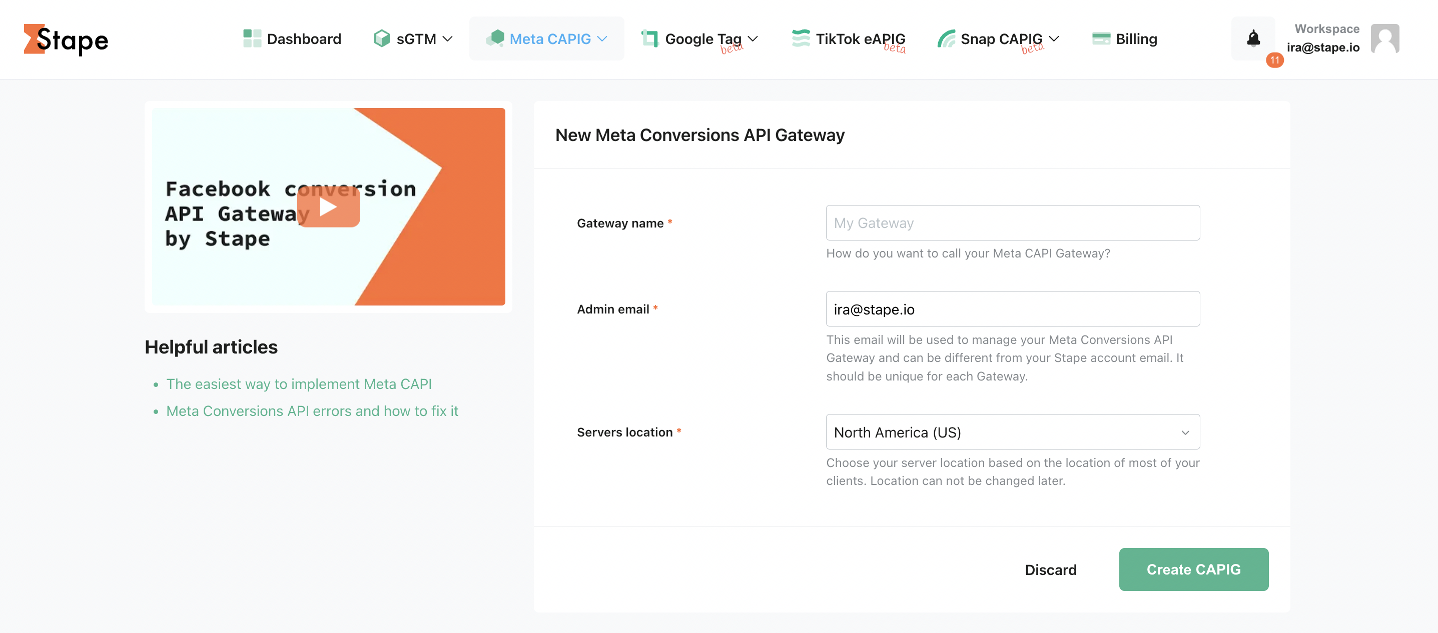 set up Meta Conversions APIG