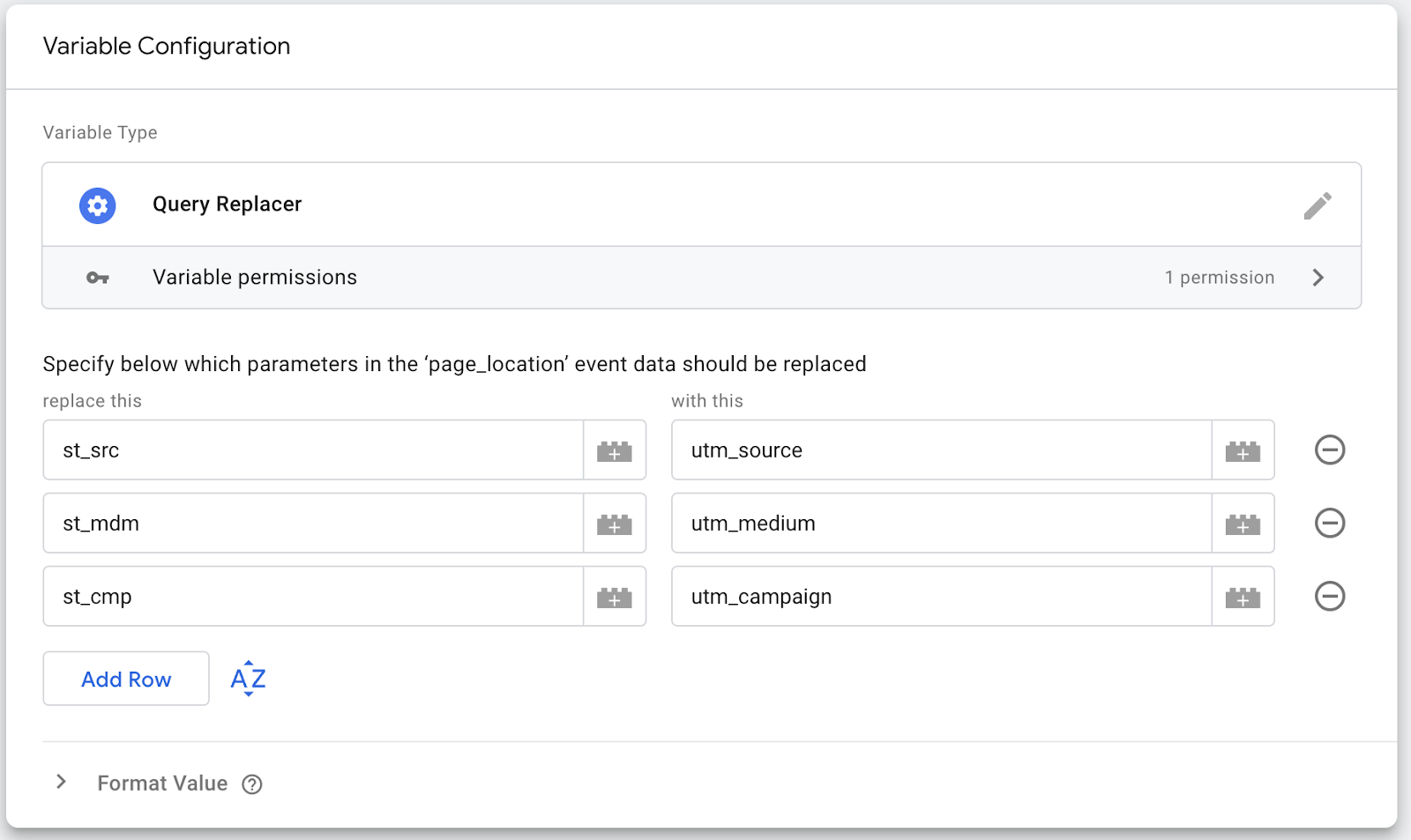 Query Replacer variable configuration