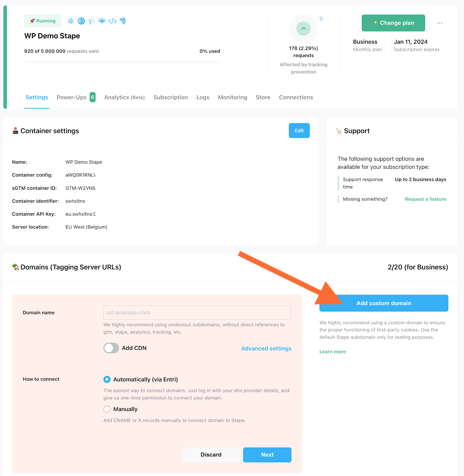 Using a subdomain