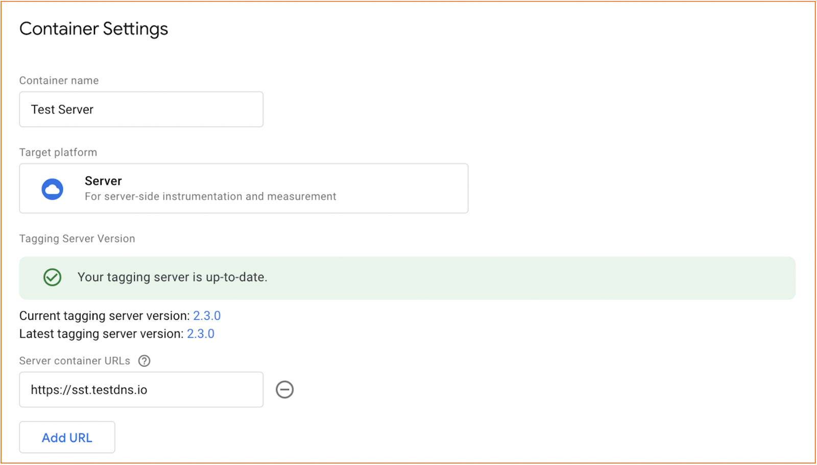 Change Tagging server URL to your subdomain.