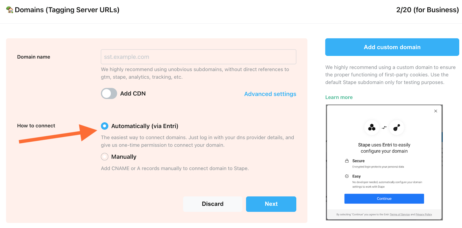 Auto-connect your custom domain