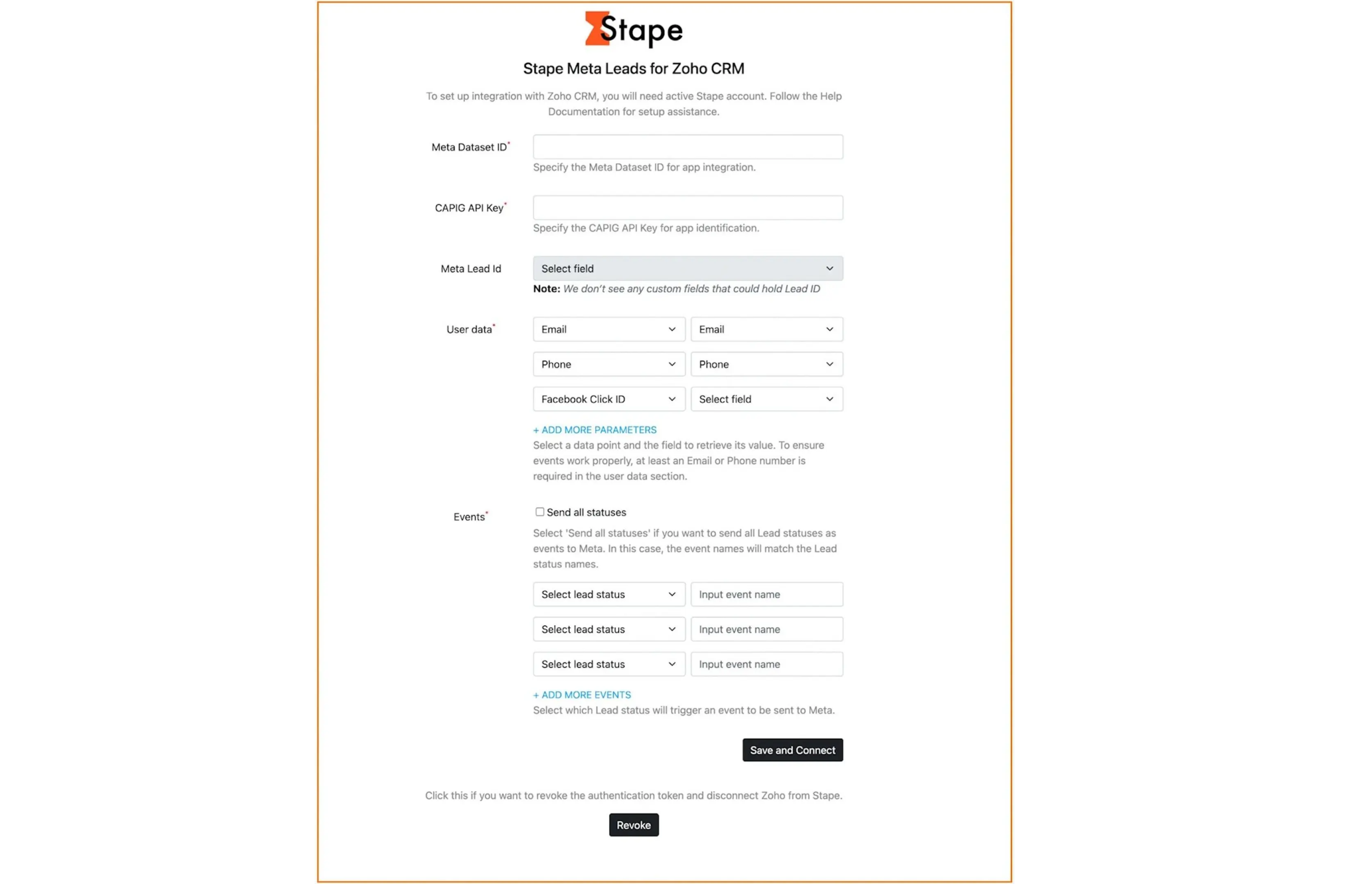 stape meta leads for zoho crm