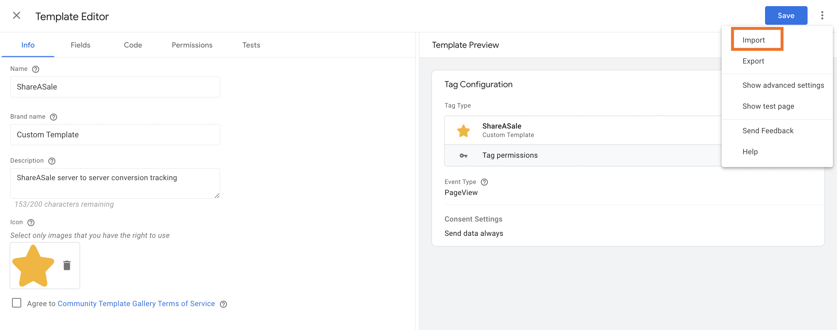 Import the tag in server GTM container