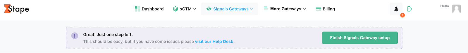 Finish Signals Gateway setup