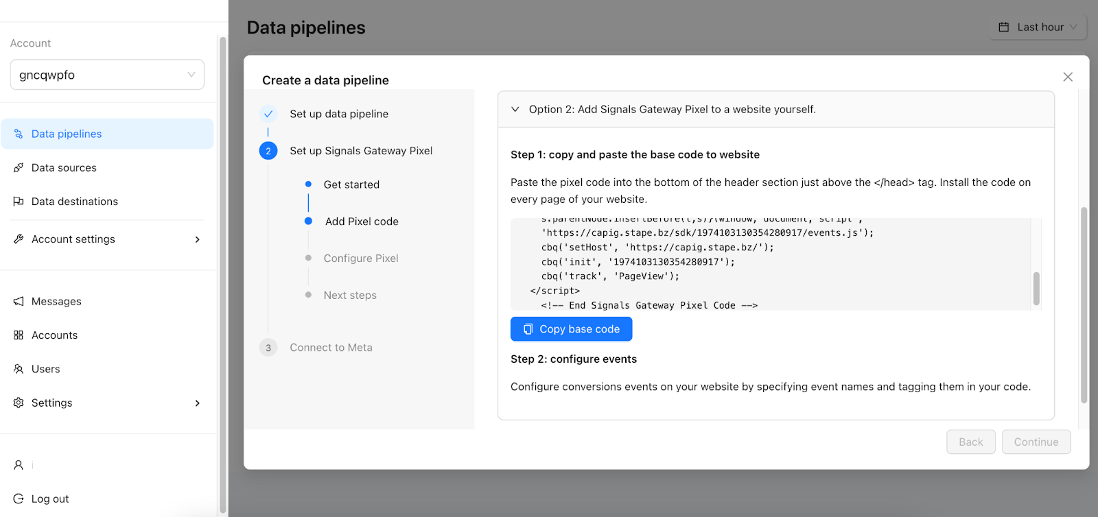 Add Signals Gateway Pixel to a website yourself.