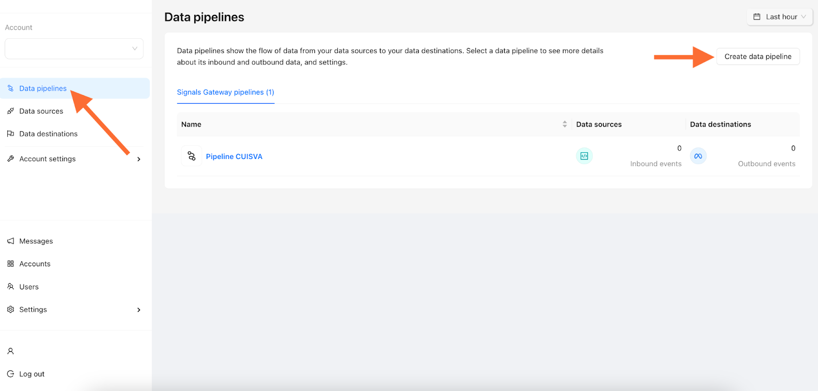 Click on “Data Pipelines” and then on “Create data pipeline”.