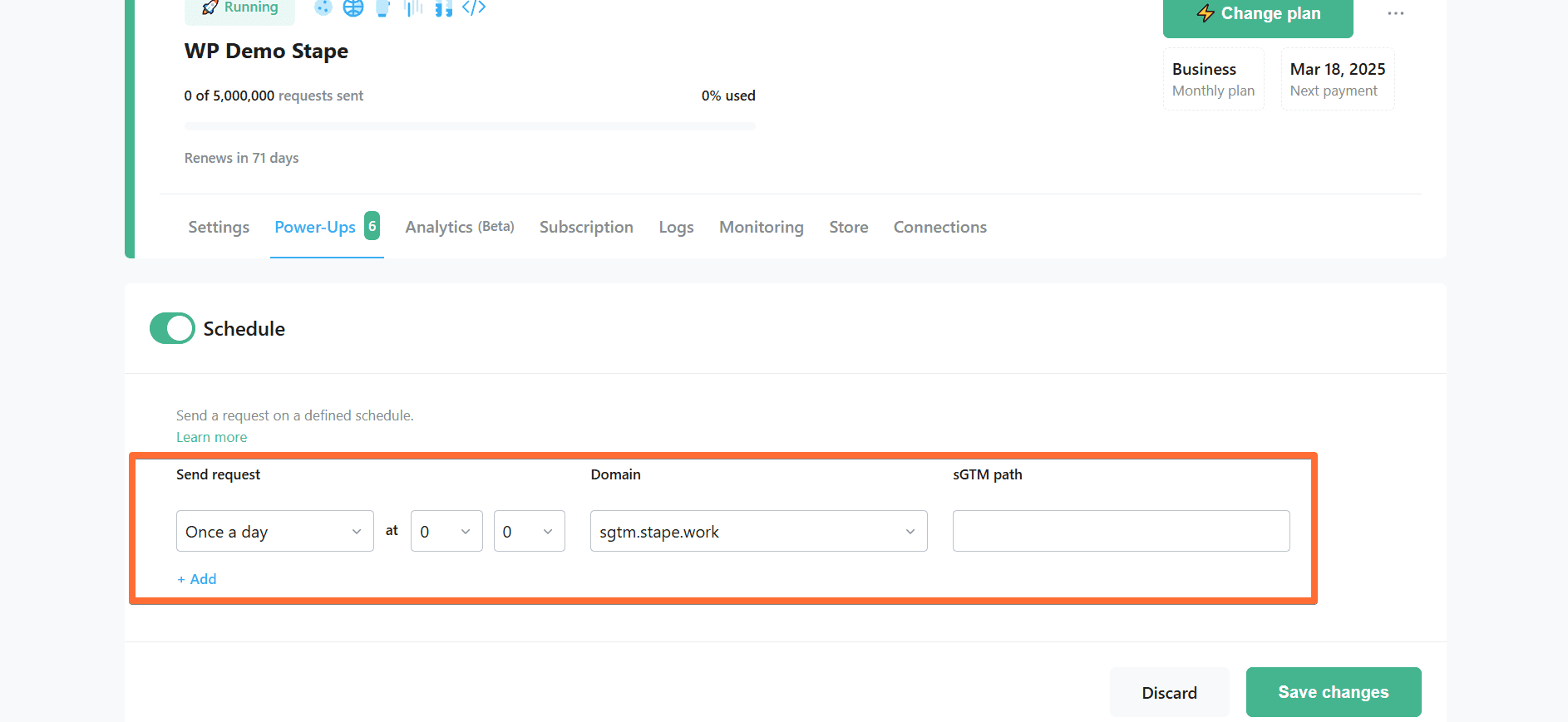 Configure your request schedule