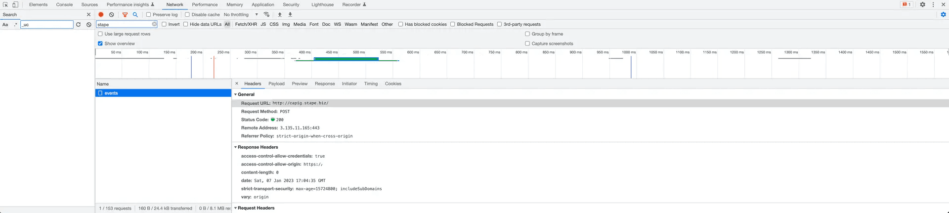 Meta Conversions API Gateway events in browser console