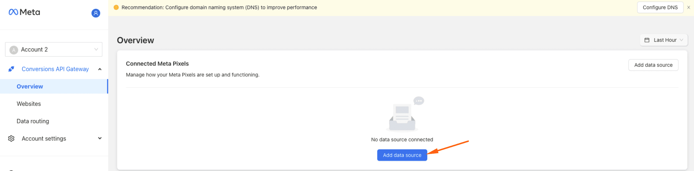 &nbsp; Click on&nbsp;Add data source
