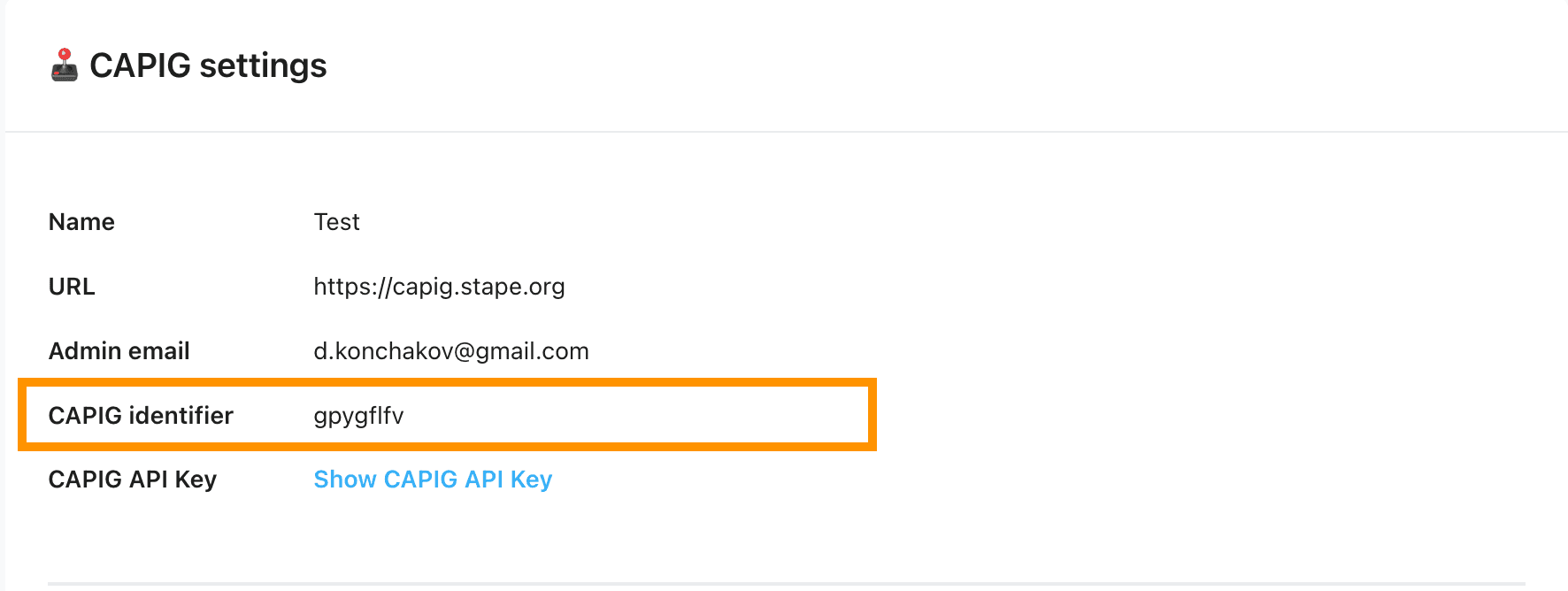 CAPI Gateway identifier
