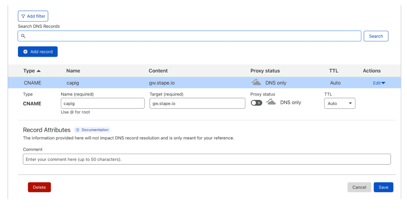 Example from Cloudflare