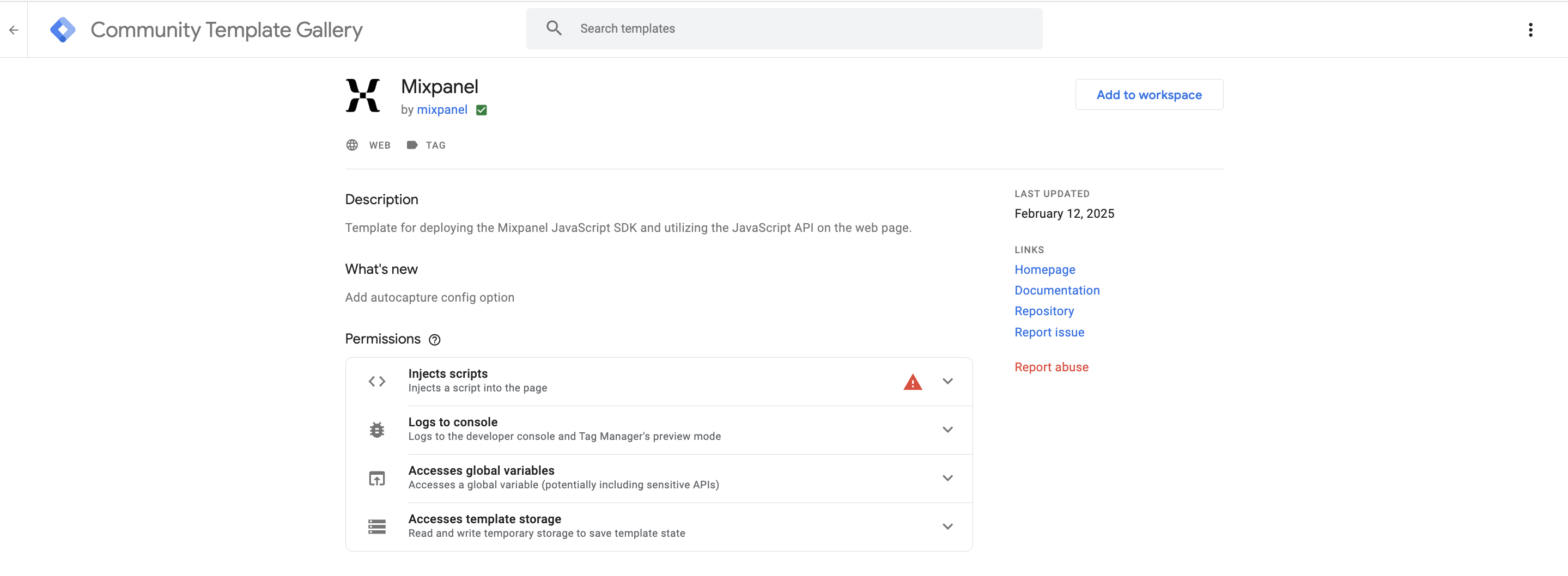 Mixpanel tag for server GTM configuration