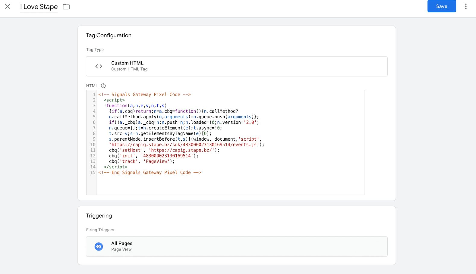 Adding Signals Gateway Pixel to website