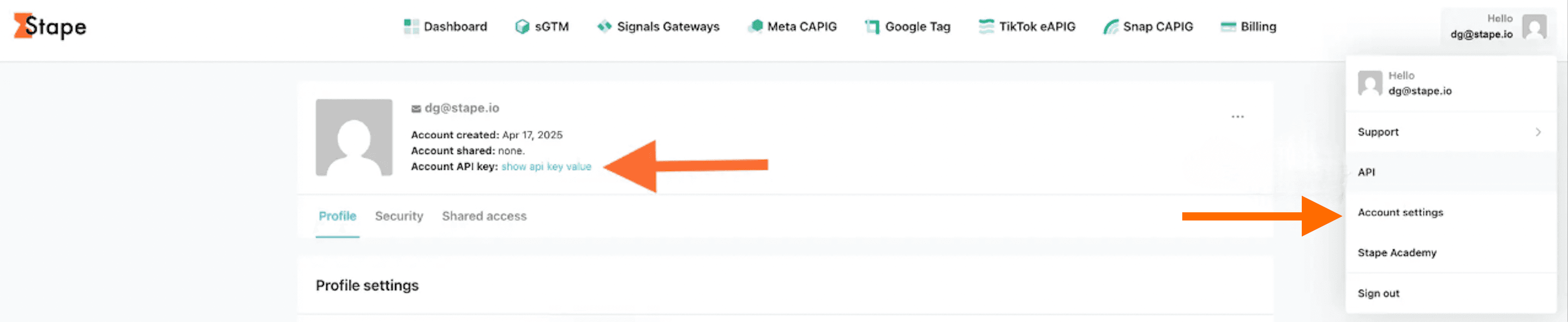 Account API key