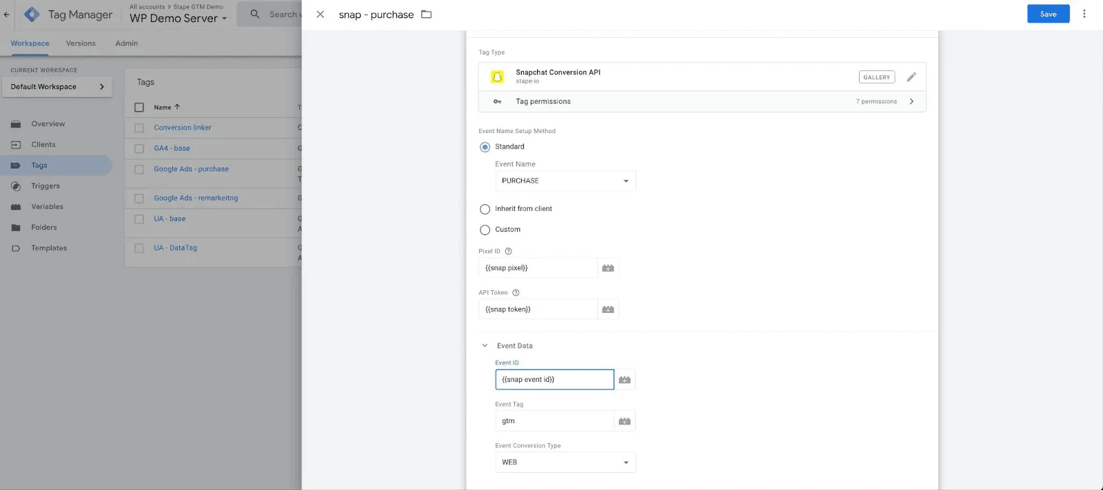 Adding event data