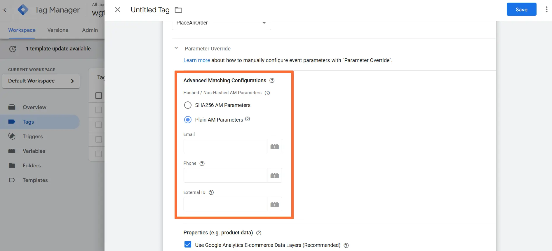 Advanced Matching Configurations