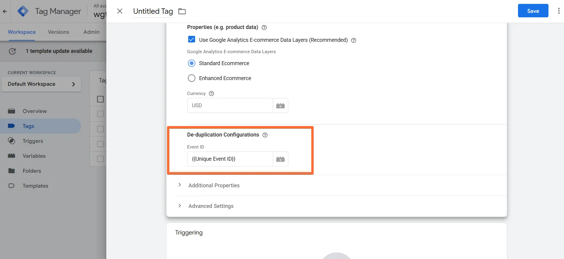 De-duplication Configurations