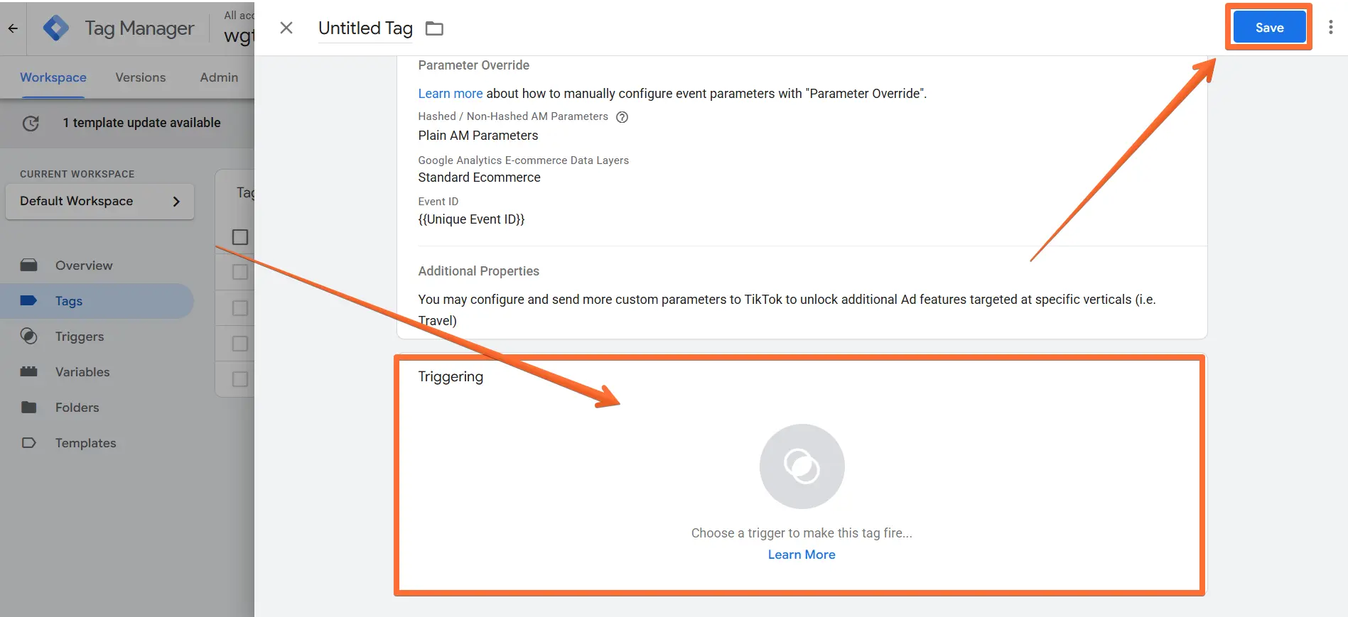 Complete the rest of the tag's setup