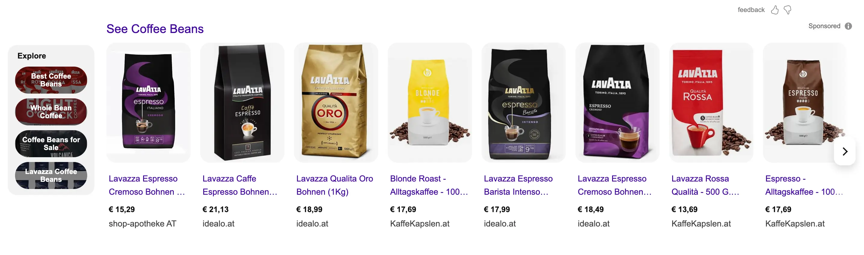 Shopping ad in Microsoft Bing