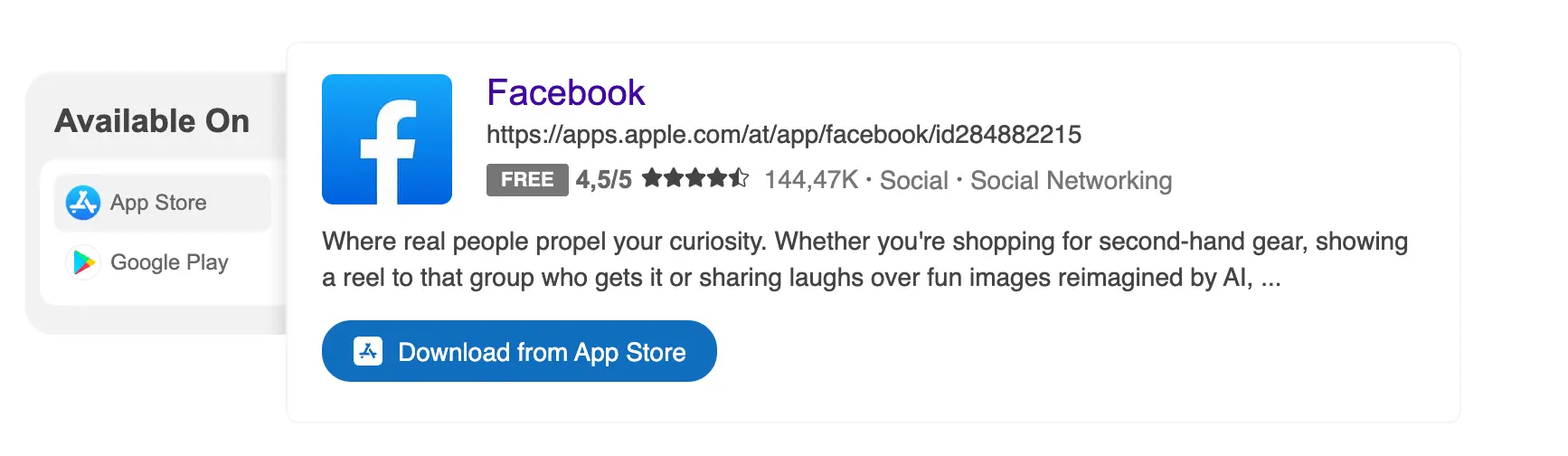 App Ad on Microsoft Bing