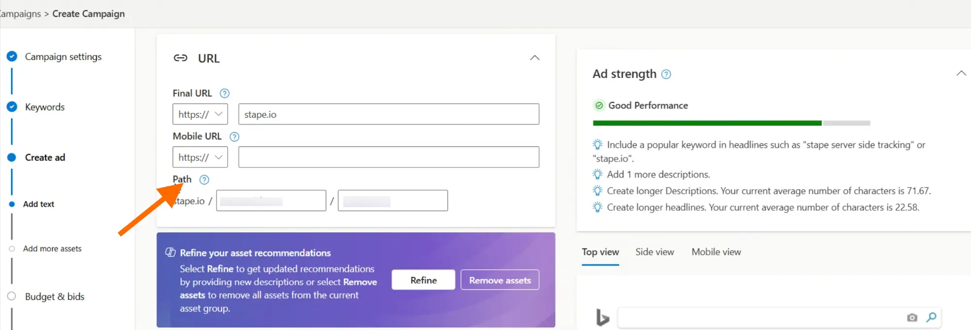 Add the path to Microsoft Ads