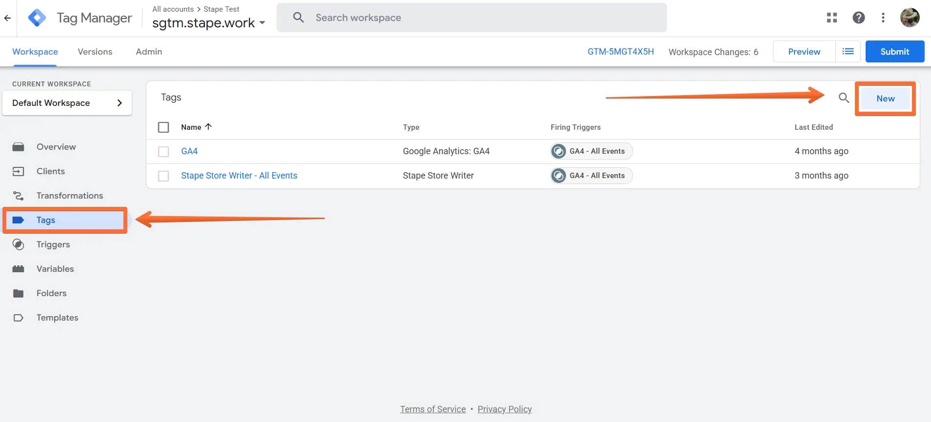 Go to the Tags menu → click New
