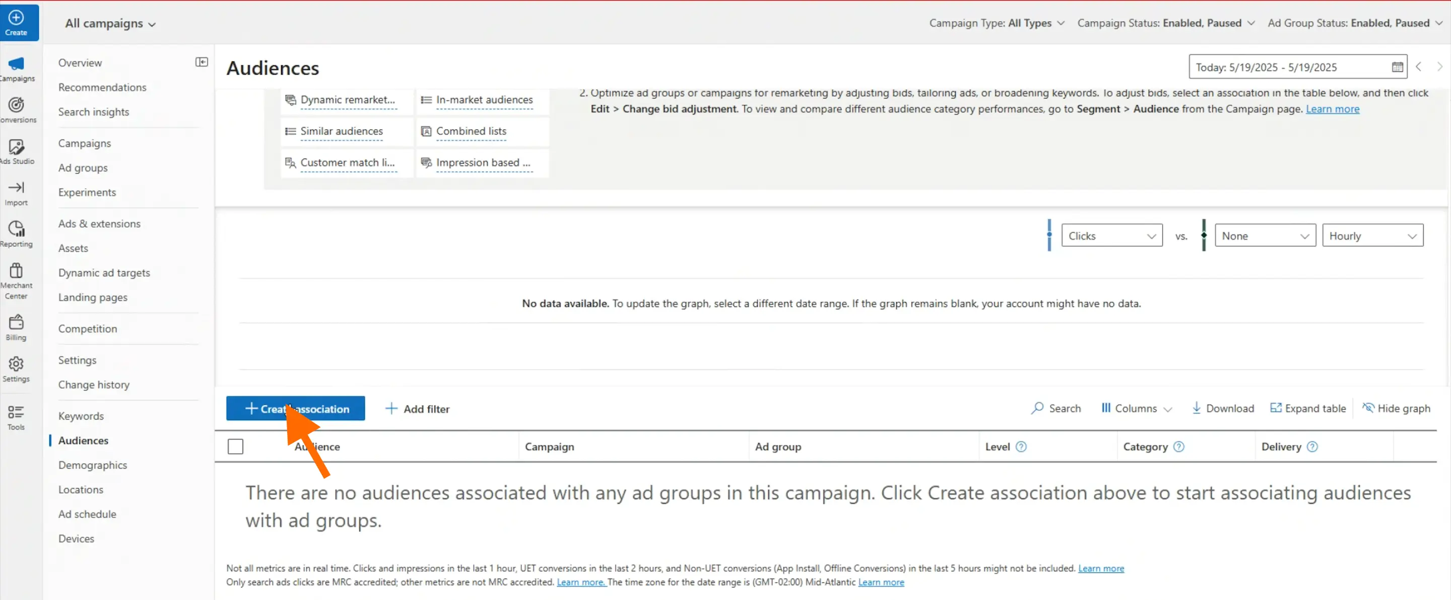 Create audience in Microsoft Ads