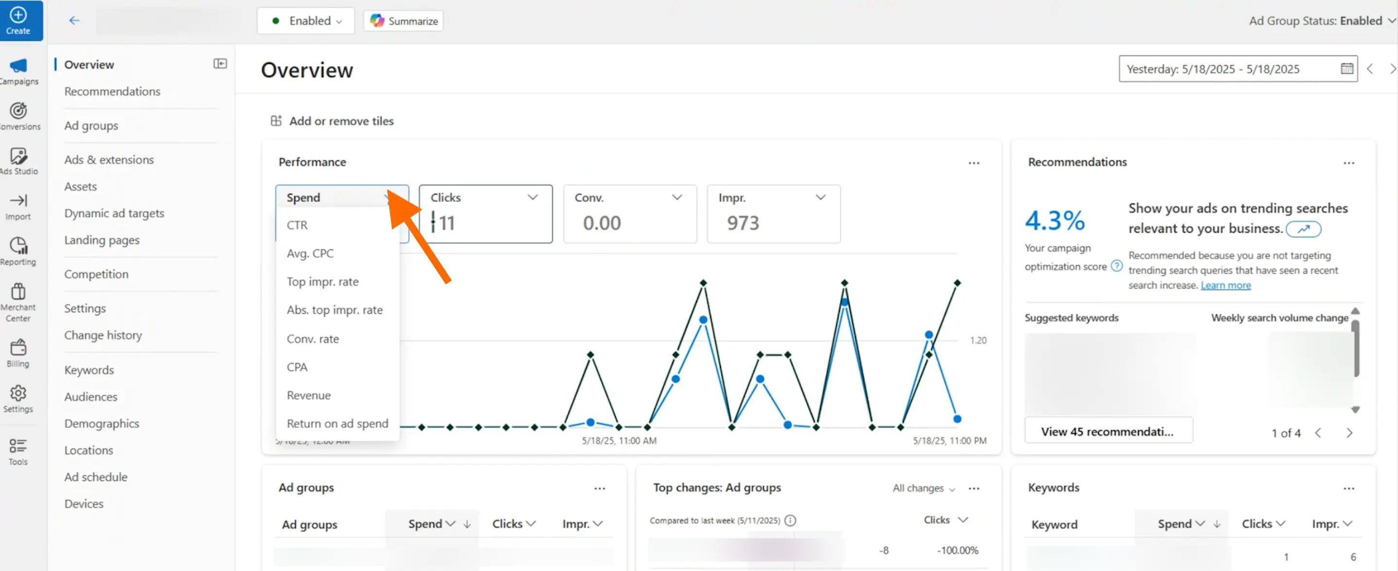 Metrics in Microsoft Ads