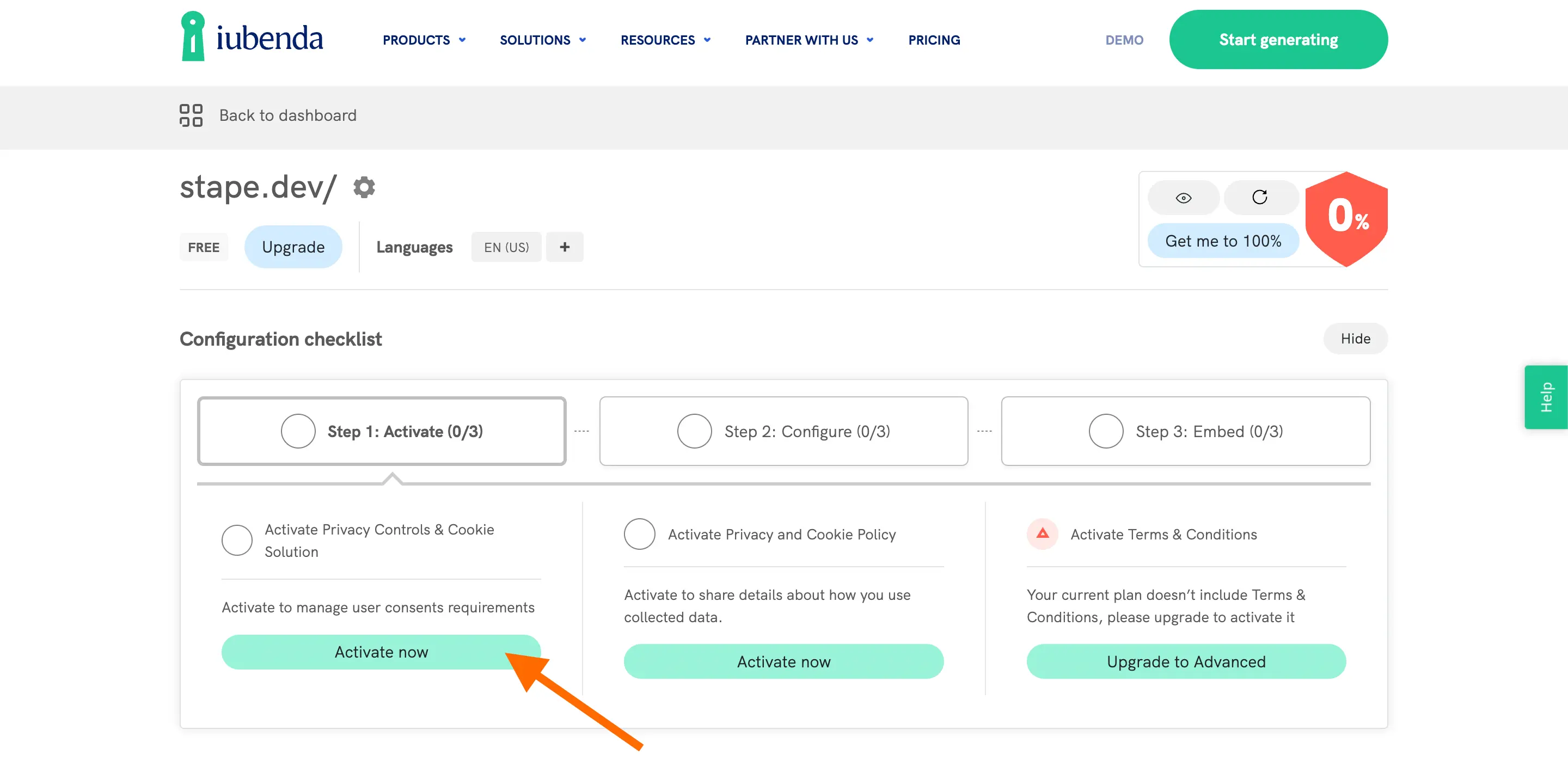 Activate Privacy Controls & Cookie Solution