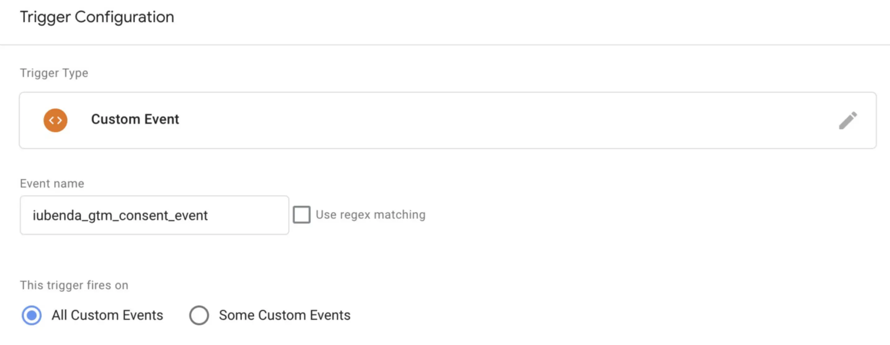 Iubenda custom event trigger