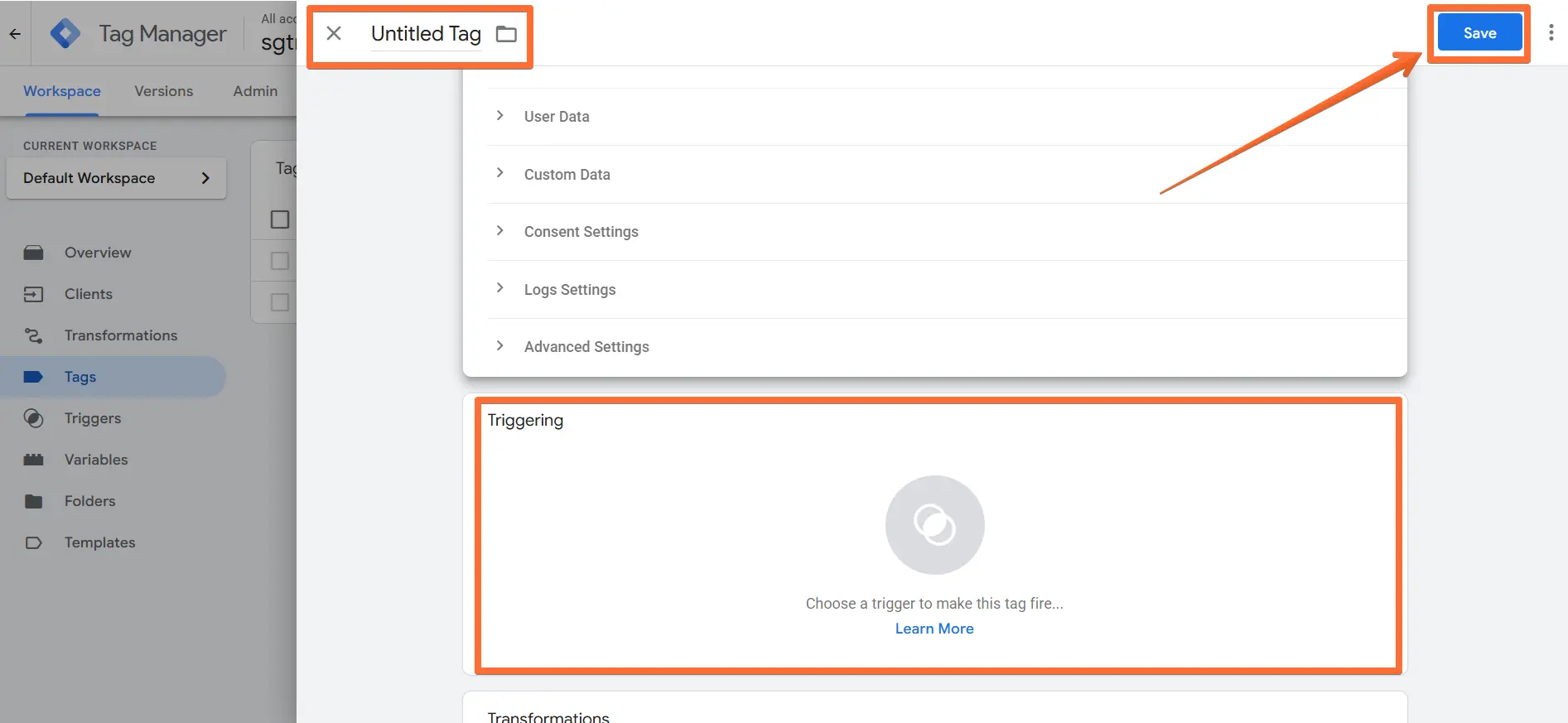 Finalizing the tag's setup