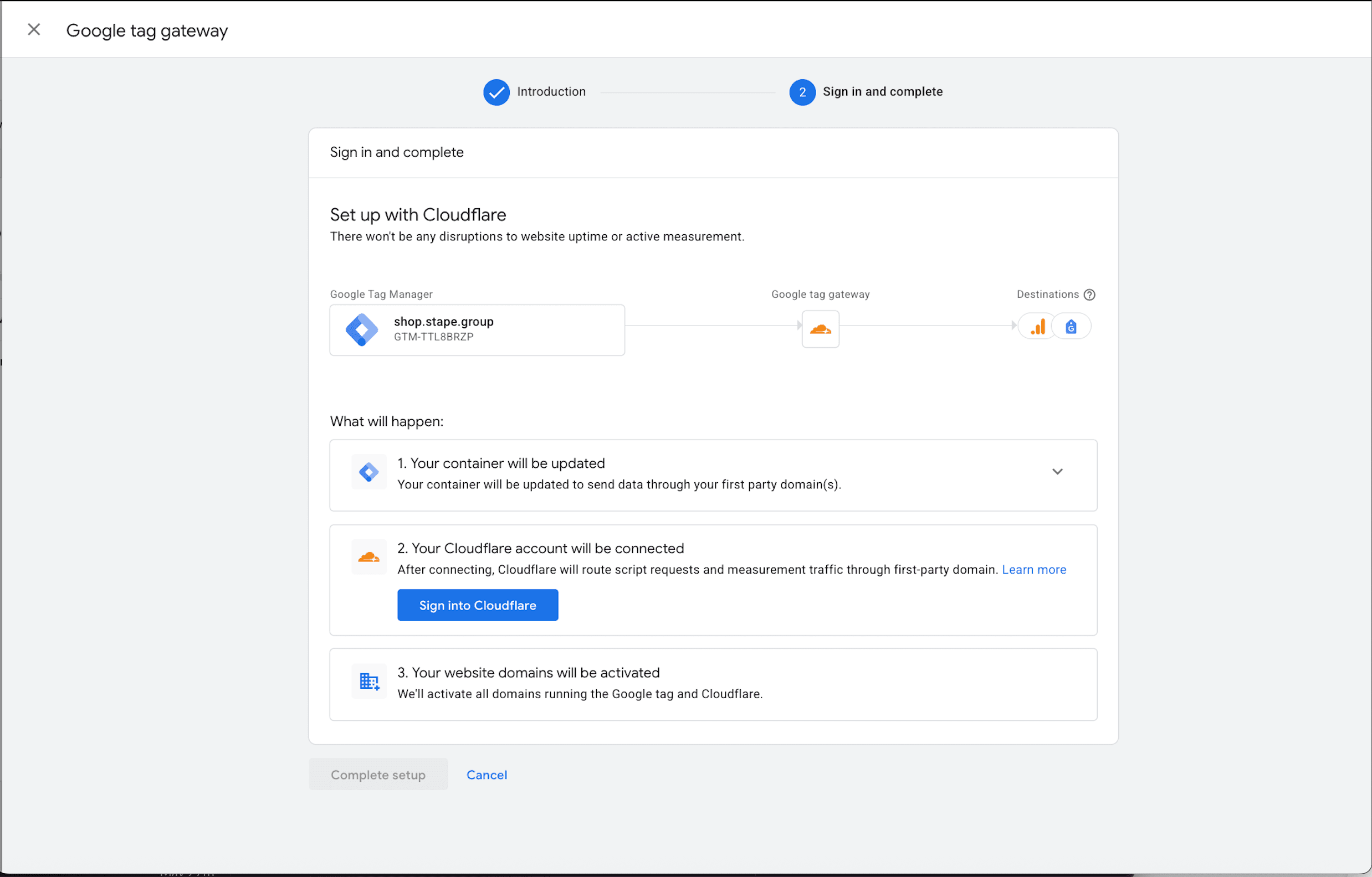 GTG setup with Cloudflare