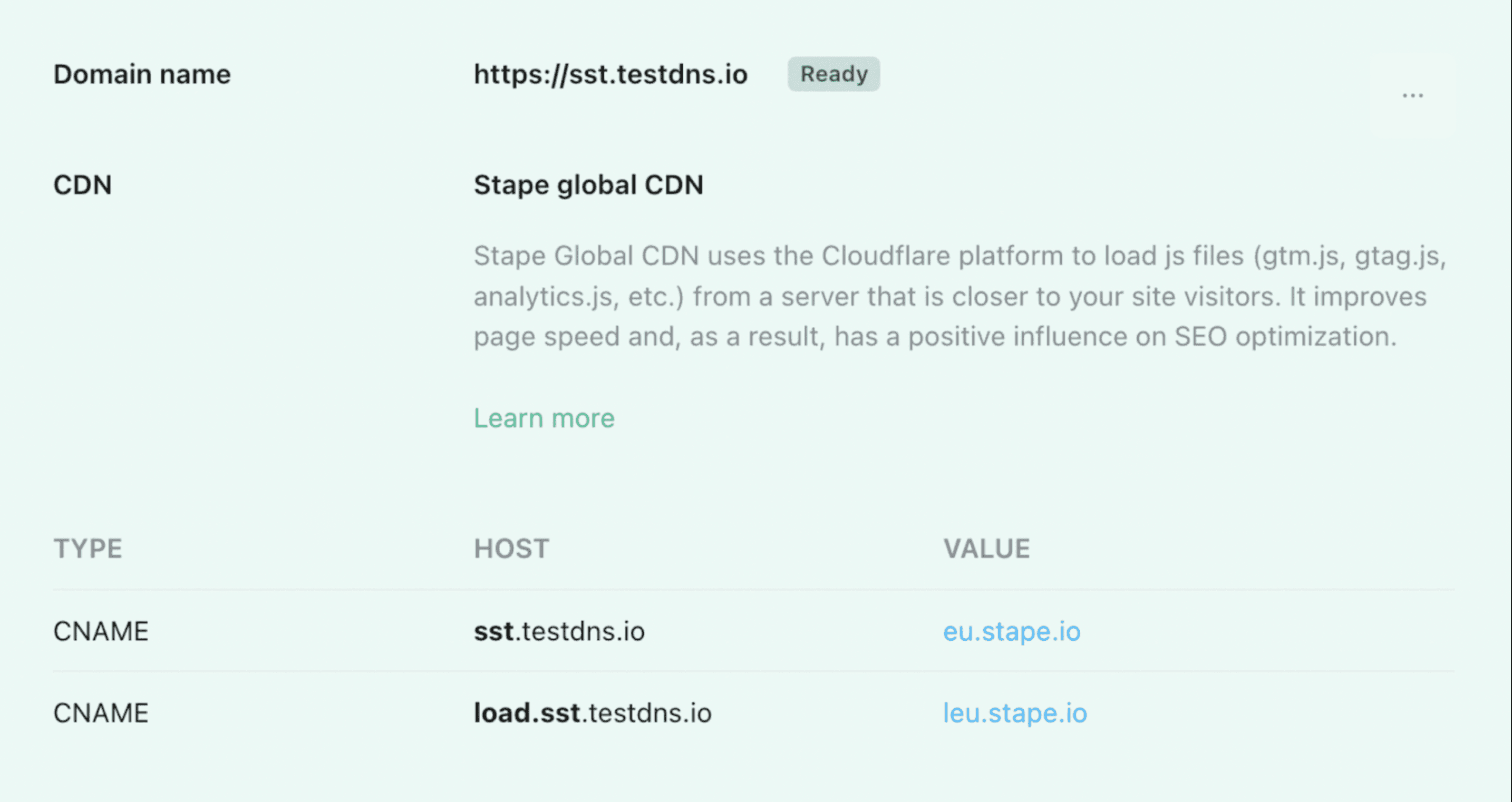 Custom domain in Stape admin