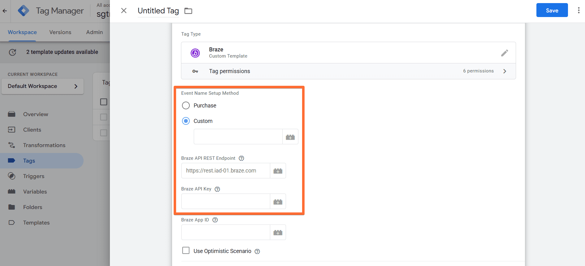 Braze tag configs