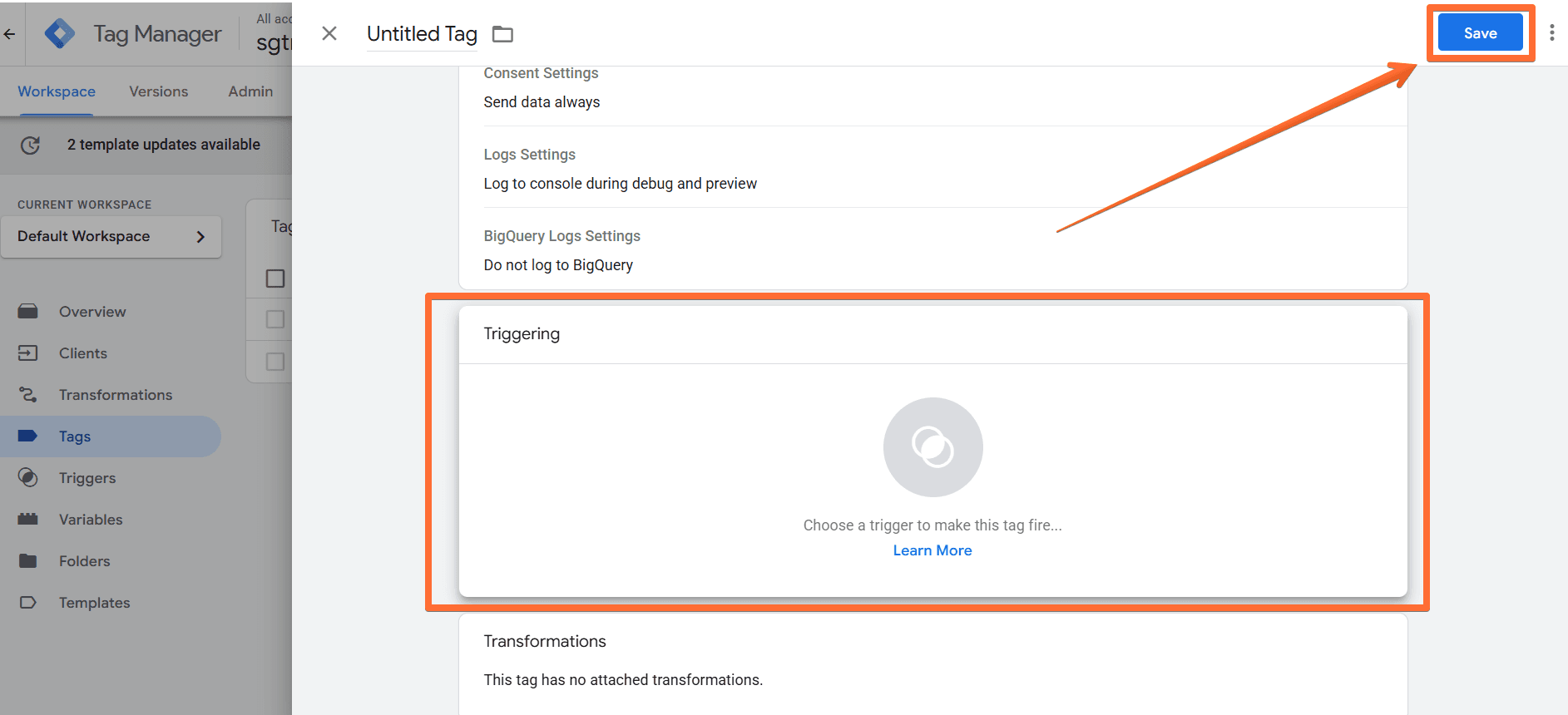 Create a trigger for the tag