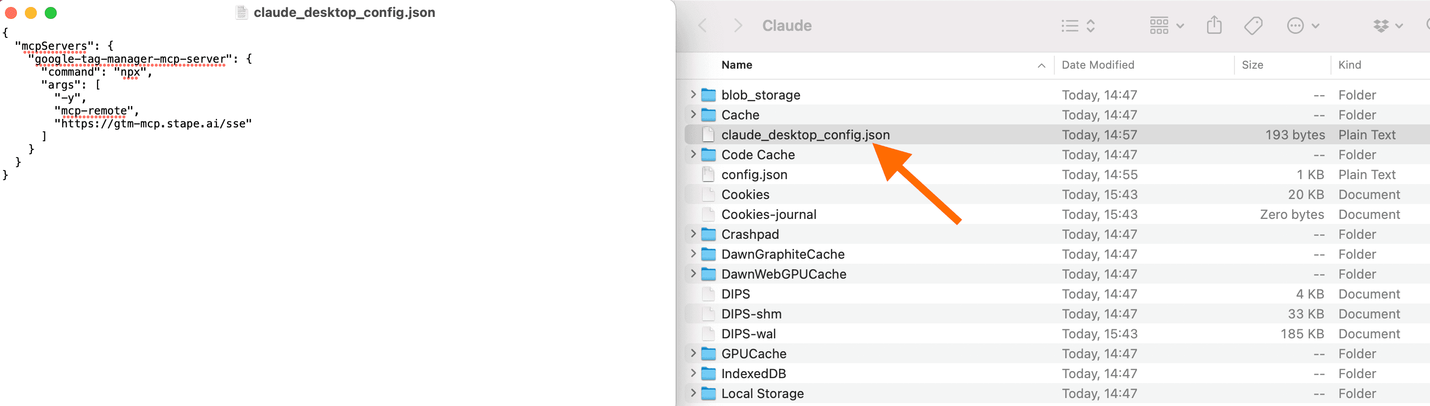 Add script in Aclaude desktop config file
