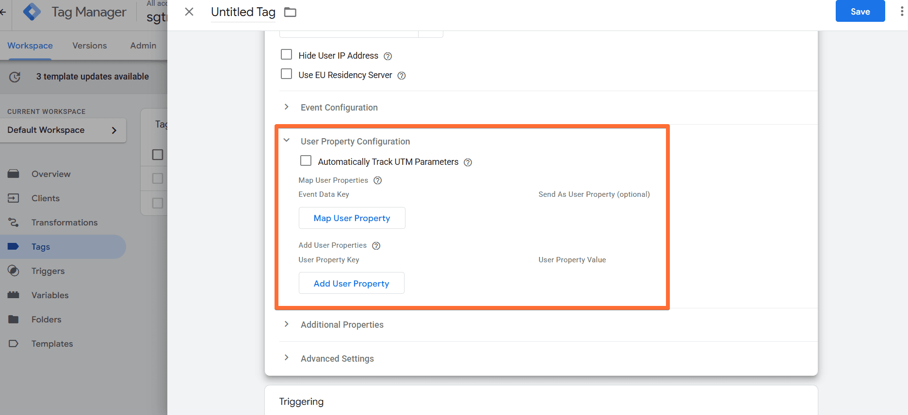 User Property Configurations