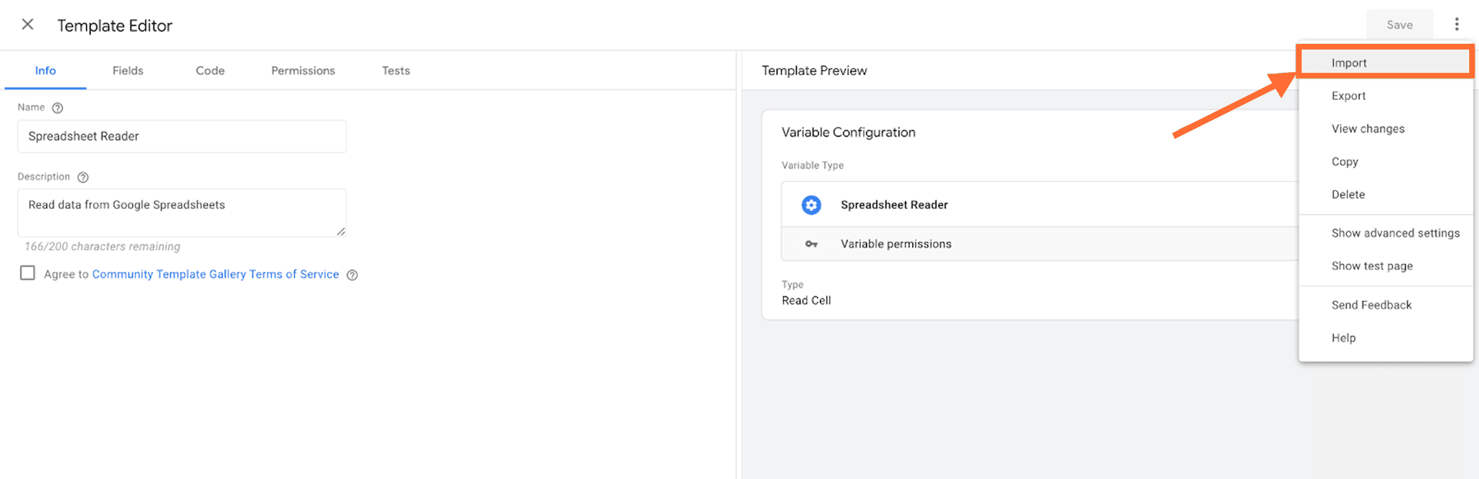 Google Sheets Reader variable