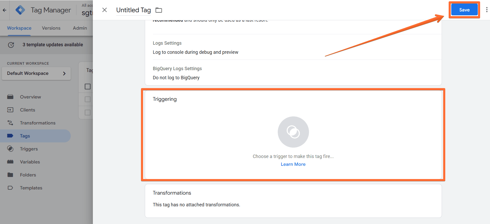 Finalizing the tag setup
