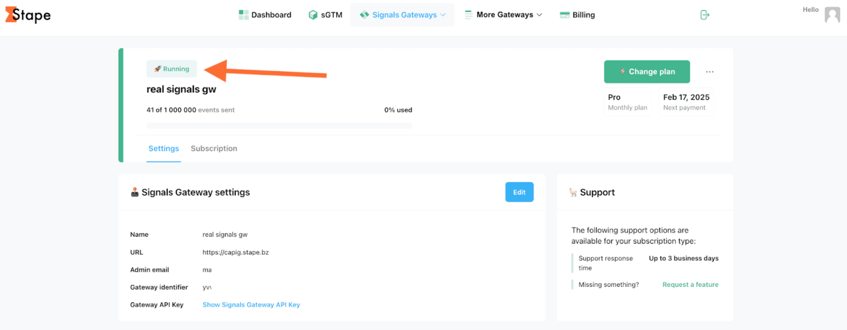 Signals Gateway configured