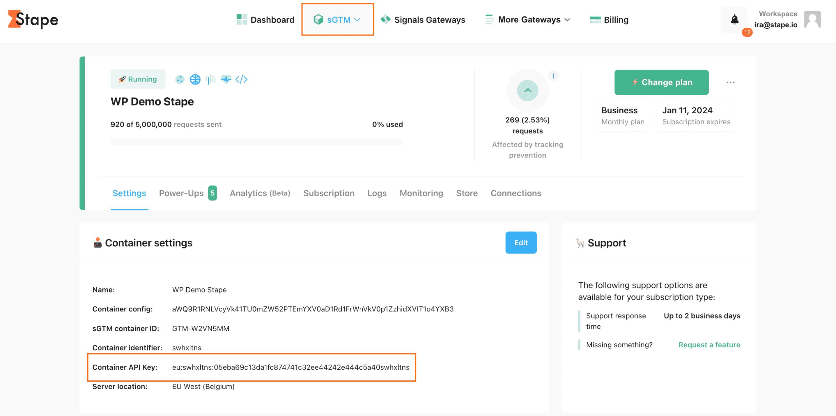 Container API Key